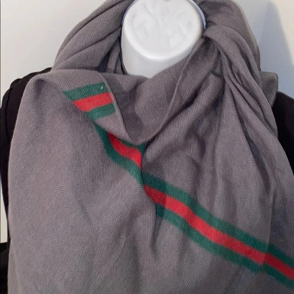 Fashion unisex grey red green oversized blanket scarf - Picture 5 of 16